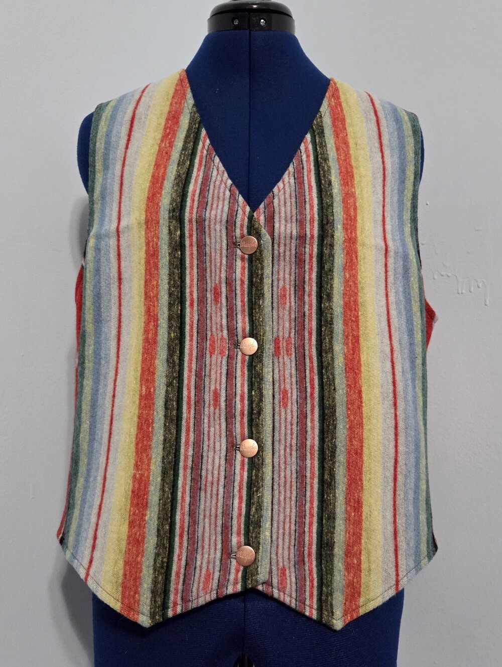 Aztec Print Wool Blend Vest Size L